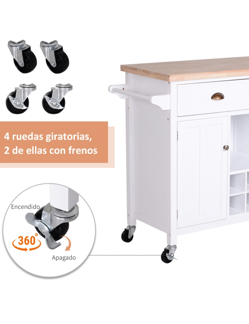 imagem de Carrinho de Cozinha 113x45x89cm cor branco e madeira 835-1336