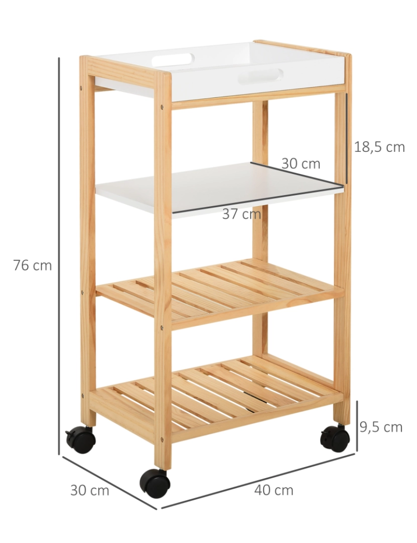 imagem de Carrinho de cozinha 40x30x76cm cor branco 801-1313