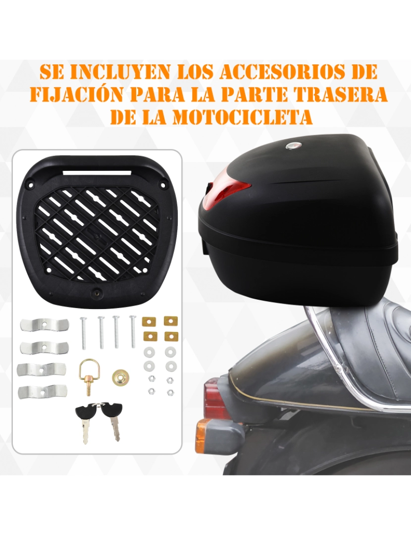 imagem de HOMCOM Mala para Motocicleta Mala para Mota Capacidade de 48L com Fechadura e 2 Chaves 59x43x33 cm Preto e Vermelho5