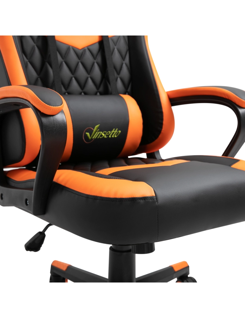 imagem de Cadeira Gaming 61cmx70cmx121-129cm cor laranja, preto 921-199OG8