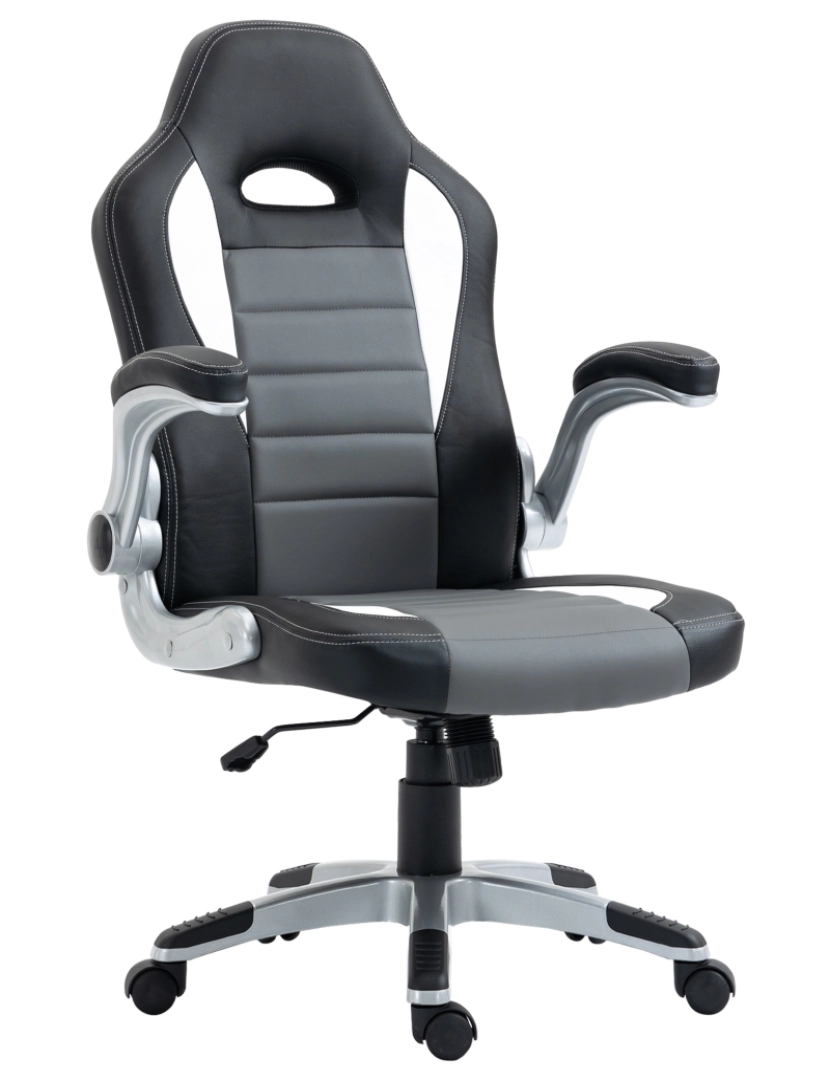 Homcom - Cadeira de escritório 65x69x112-122cm cor preto, cinza e branco 921-285GY