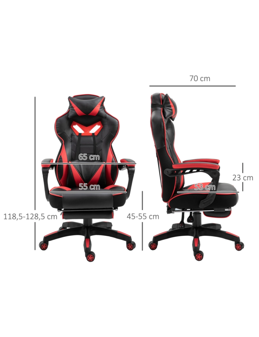 imagem de Cadeira de gaming 65cmx70cmx118.5-126.5cm cor vermelho e preto 921-237RD3