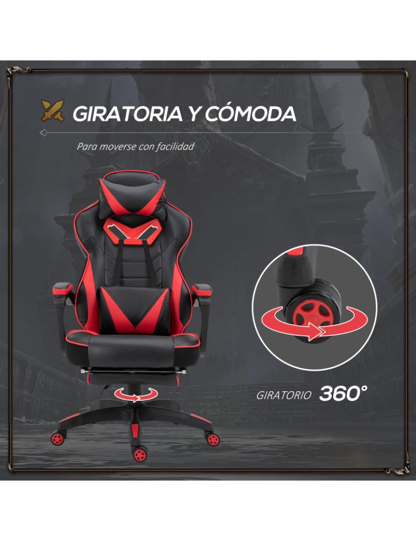 imagem de Cadeira de gaming 65cmx70cmx118.5-126.5cm cor vermelho e preto 921-237RD6