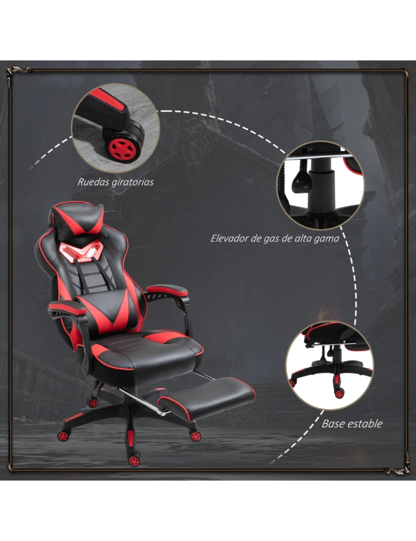 imagem de Cadeira de gaming 65cmx70cmx118.5-126.5cm cor vermelho e preto 921-237RD8