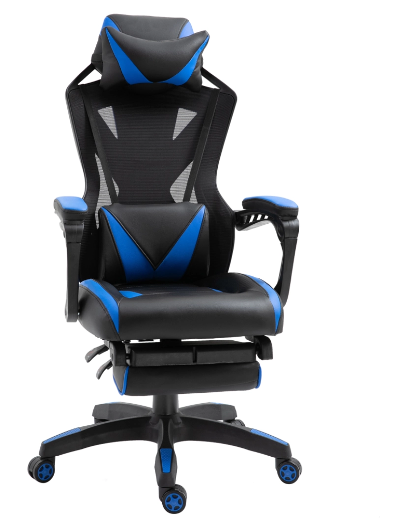 imagem de Cadeira de gaming 65x70x117-125cm cor azul e preto 921-280BU1