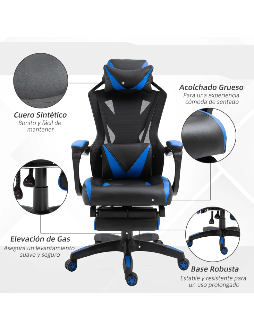 imagem de Cadeira de gaming 65x70x117-125cm cor azul e preto 921-280BU8