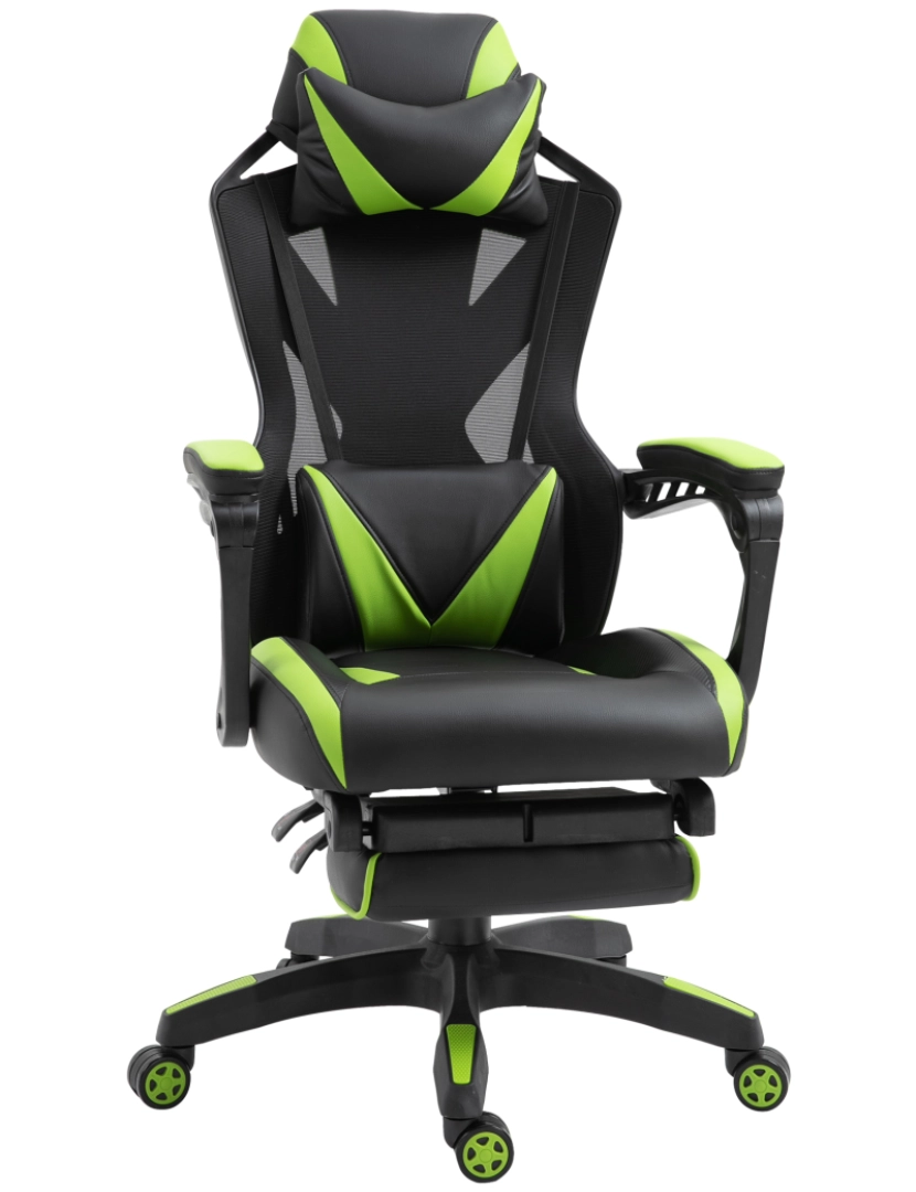 imagem de Cadeira de gaming 65x70x117-125cm cor verde e preto 921-280GN1