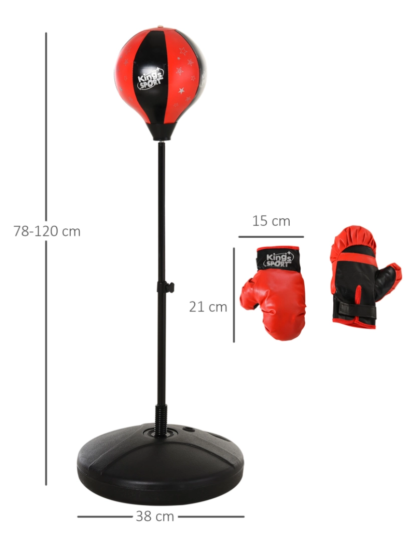 imagem de Conjunto de saco de boxe 38cmx38cmx87-120cm cor preto e vemelho 340-0023