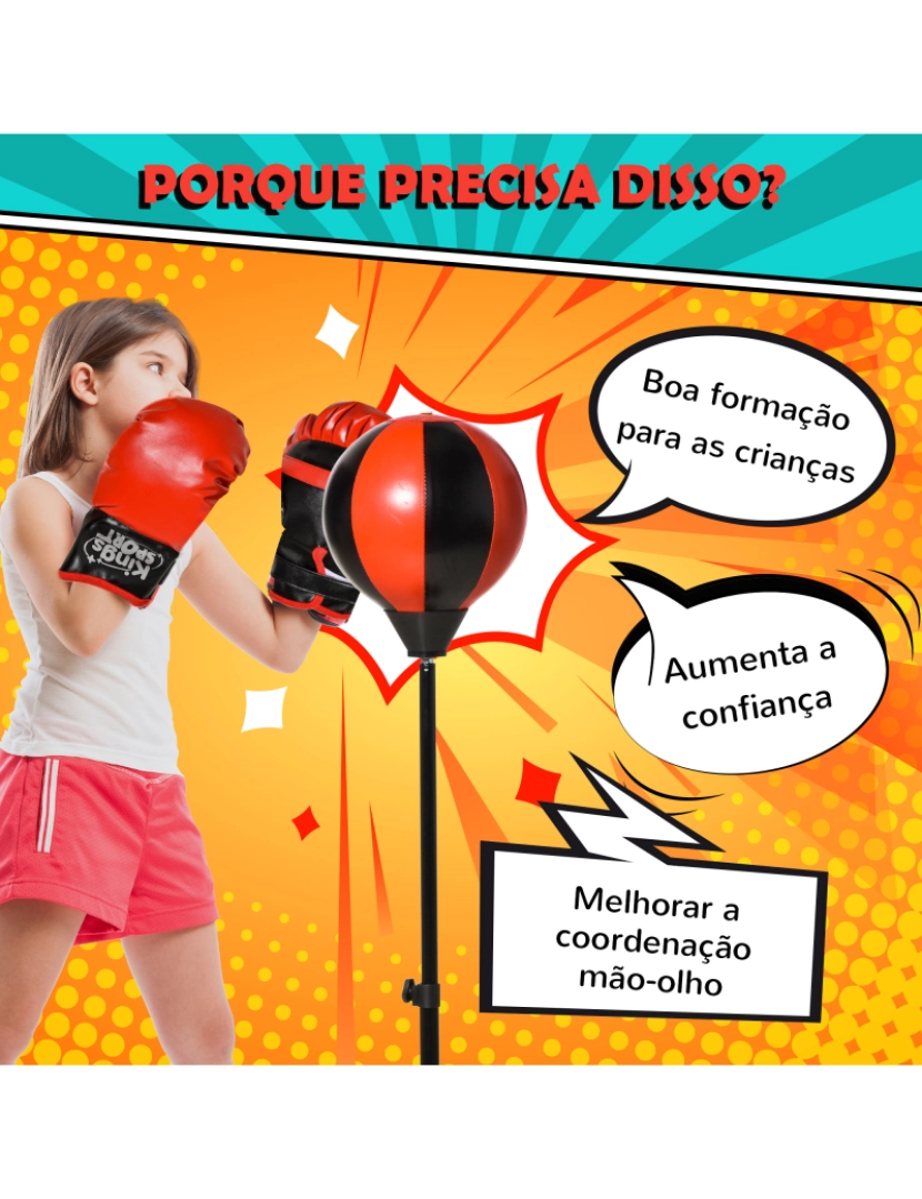 imagem de Conjunto de saco de boxe 38cmx38cmx87-120cm cor preto e vemelho 340-0027