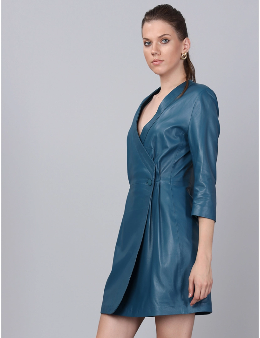 Basics&More - Vestido de Pele Senhora Azul Petróleo