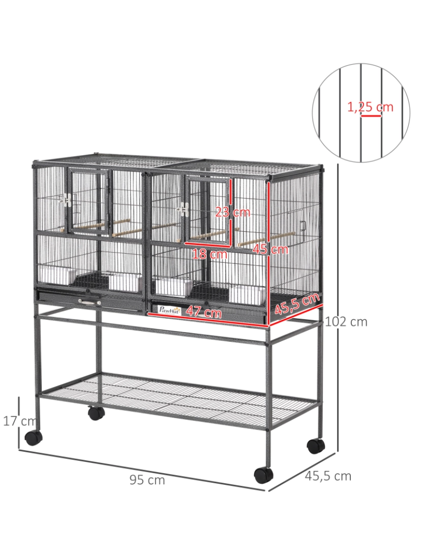 imagem de Gaiola de pássaros 95cmx45,5cmx102cm cor preto D10-0523