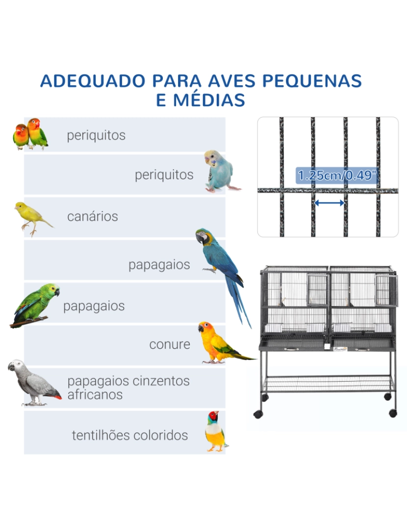 imagem de Gaiola de pássaros 95cmx45,5cmx102cm cor preto D10-0525