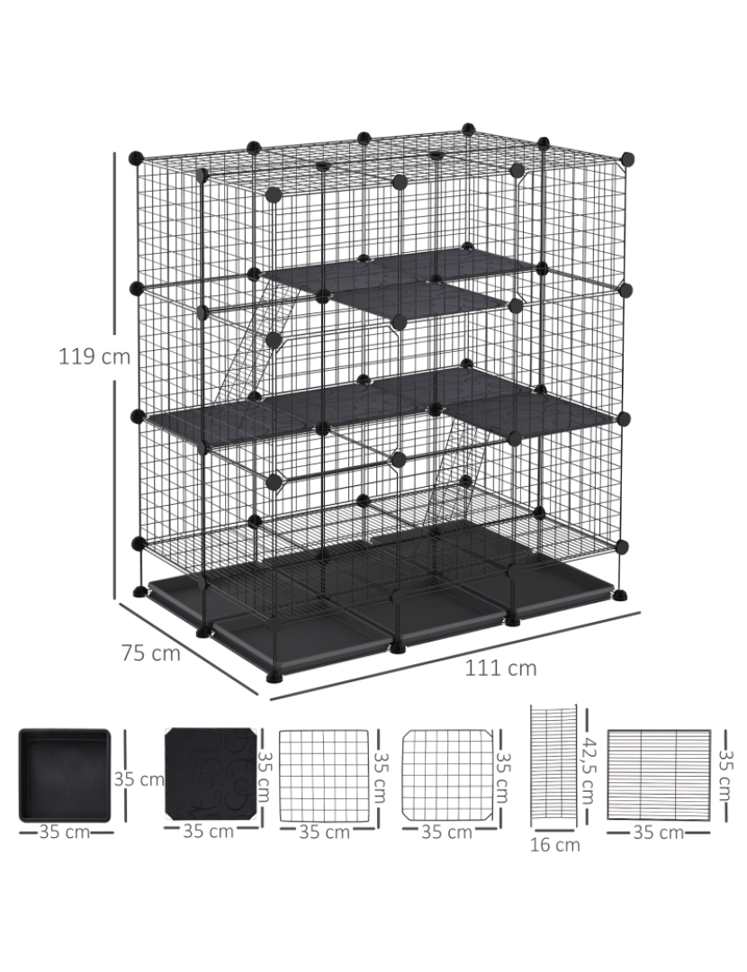 imagem de Recinto para Animais 111x75x119cm cor preto D51-1633