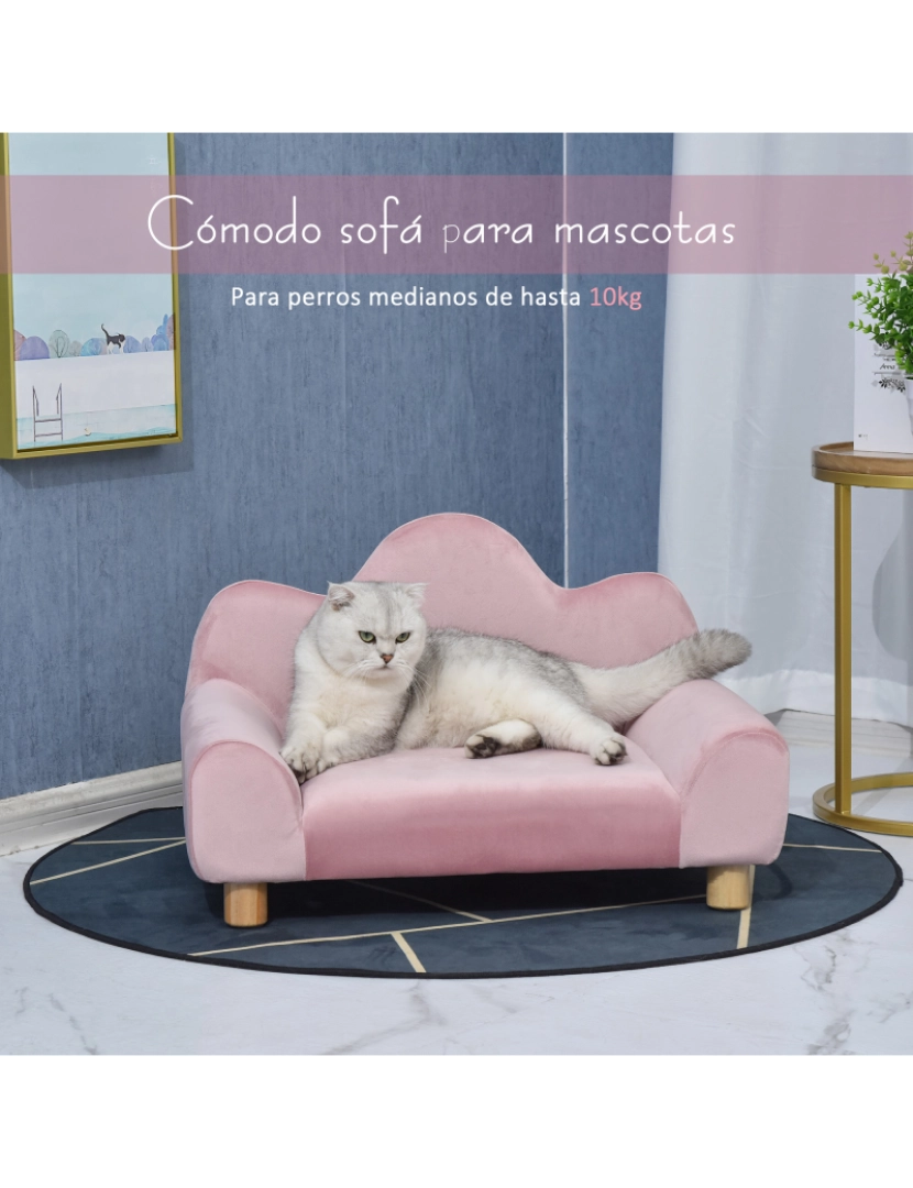 imagem de Sofá para animal de estimação 63cmx43cmx40cm cor rosa D04-1474