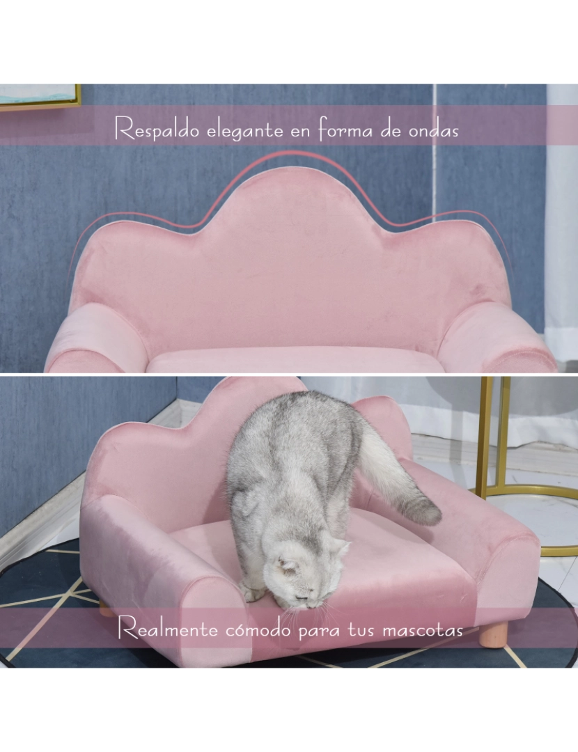 imagem de Sofá para animal de estimação 63cmx43cmx40cm cor rosa D04-1475