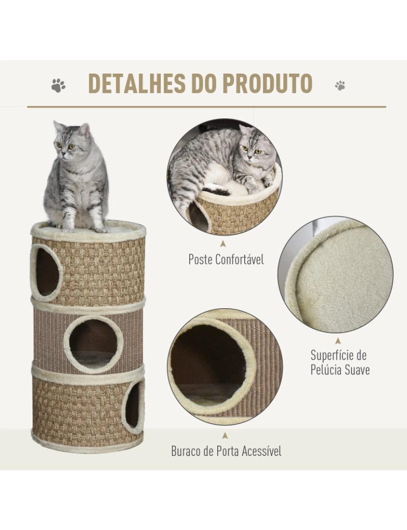 imagem de Casa de gato 37,5x37,5x70cm cor castanho claro e bege D30-3265