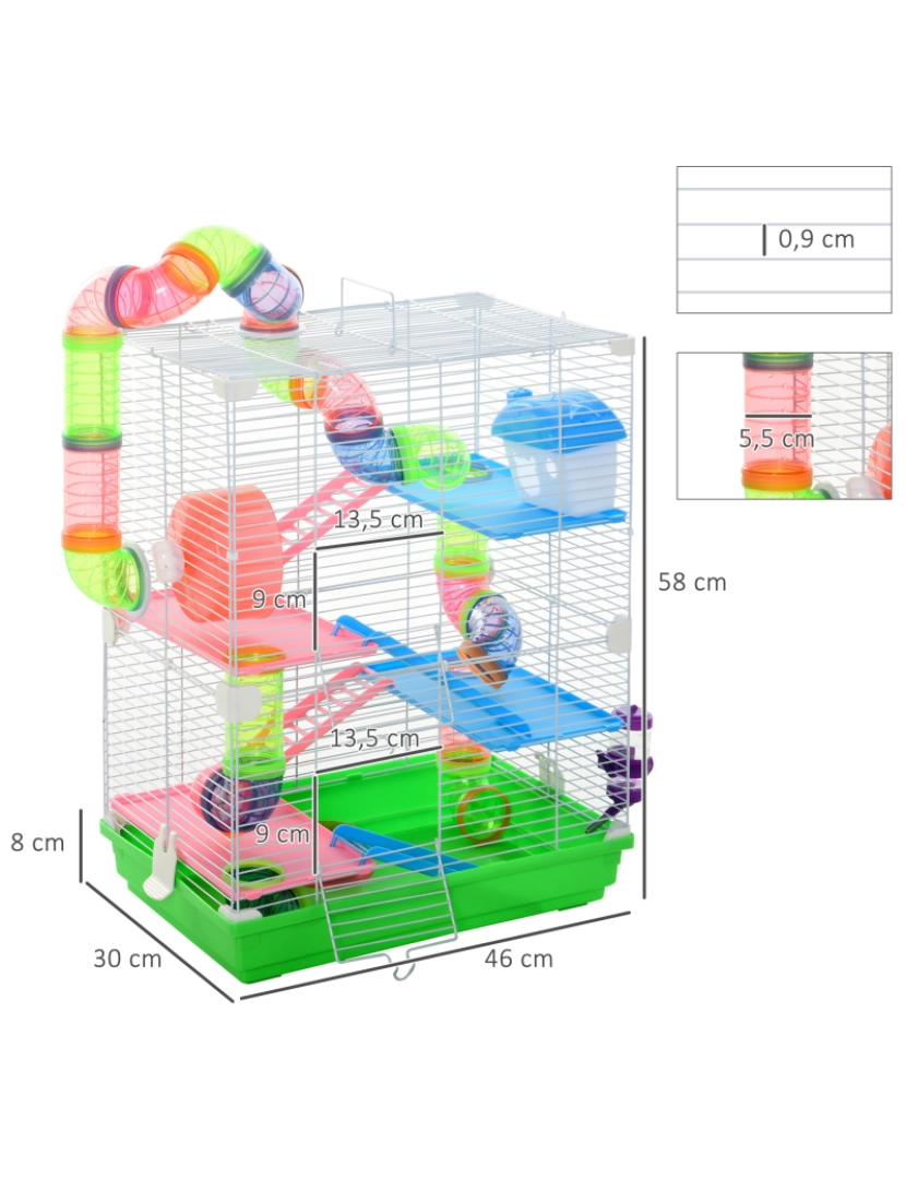 imagem de Gaiola de Hamster 46x30x58cm cor verde D51-2143