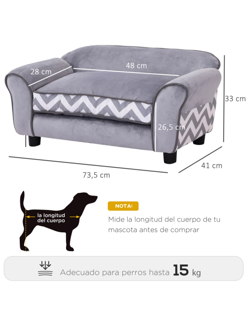 imagem de Sofá para Animal de Estimação 73,5x41x33cm cor cinza D04-071GY3