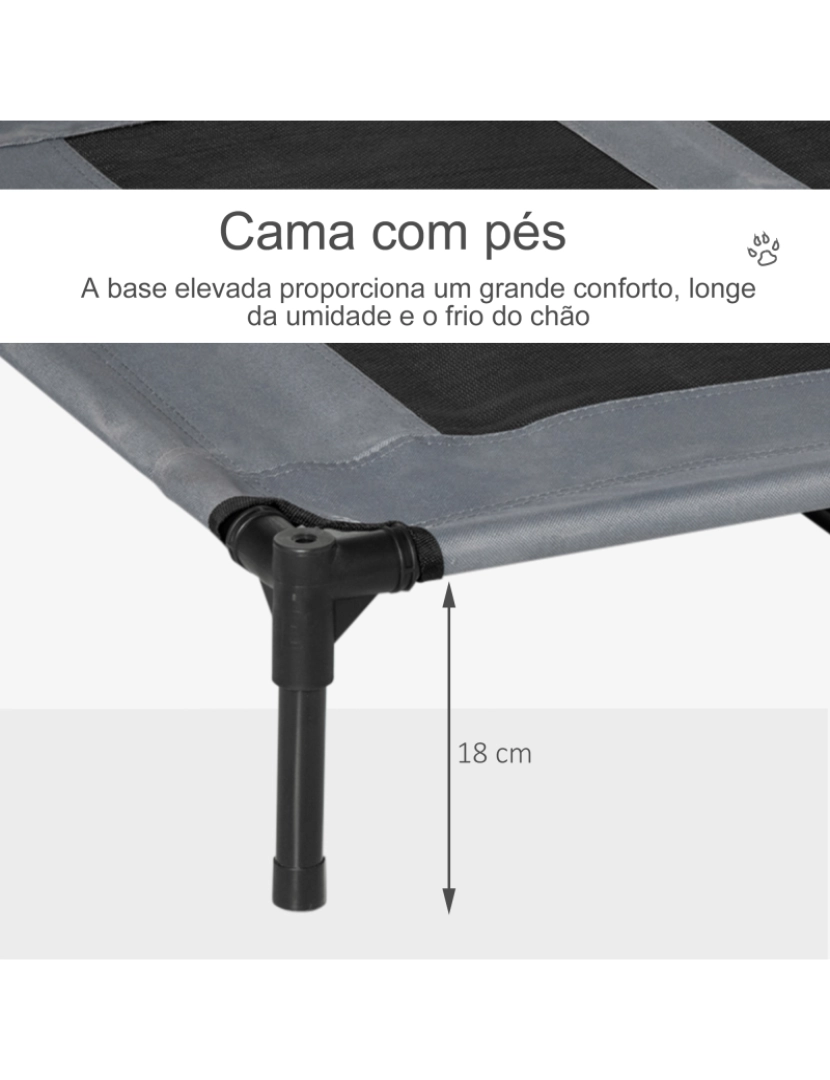 imagem de Cama elevada para animais de estimação 92x76x90cm cor preto e cinza D04-0595