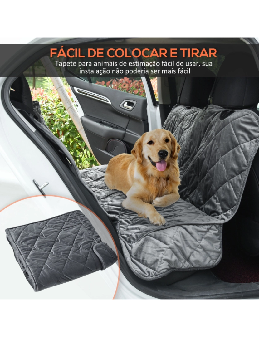 imagem de Capa de Assento de Carro para Cães 160x145cm cor cinzento D00-1374