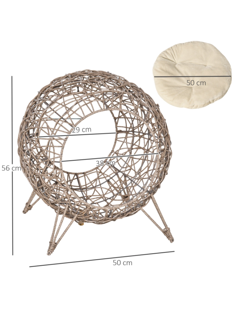 imagem de Cama para Gatos de Vime Ø50x56cm cor marrom D30-4013