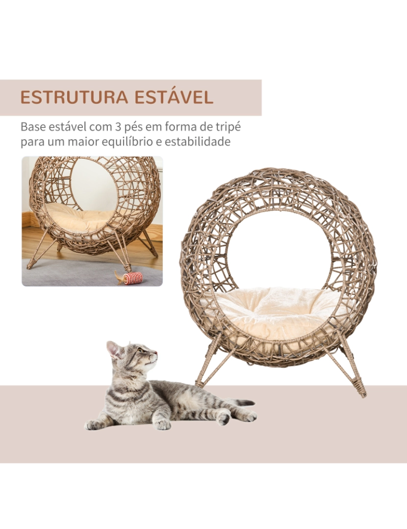 imagem de Cama para Gatos de Vime Ø50x56cm cor marrom D30-4015