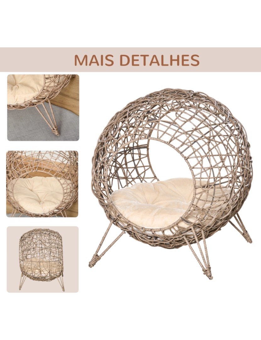 imagem de Cama para Gatos de Vime Ø50x56cm cor marrom D30-4017