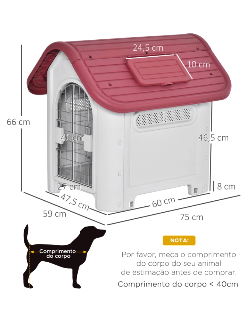 imagem de Casota para Cães 59x75x66cm cor cinza e vermelho D02-0653