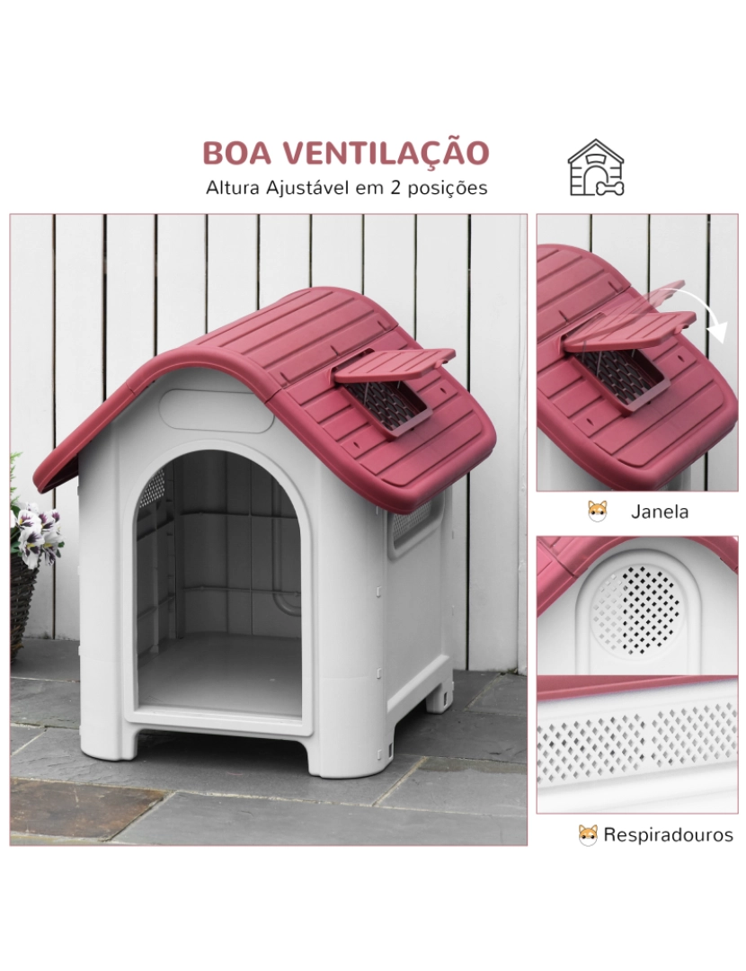 imagem de Casota para Cães 59x75x66cm cor cinza e vermelho D02-0656