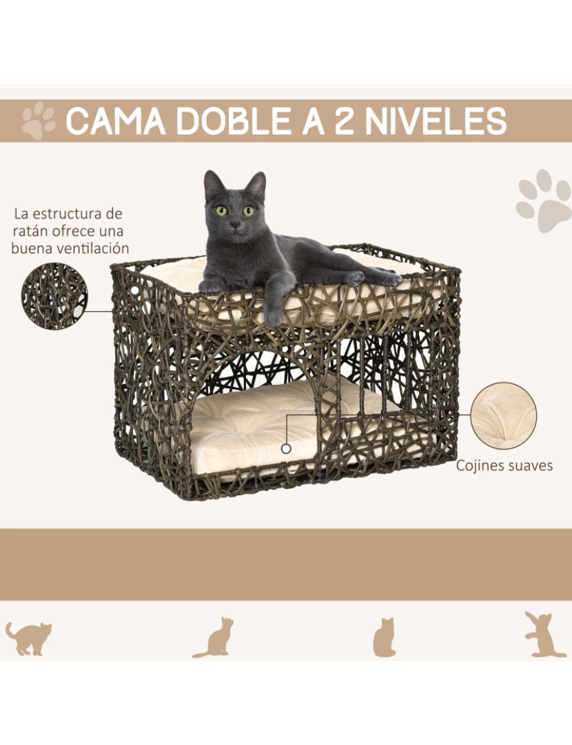 imagem de Cesta de Vime para Gatos 56x41x45cm cor café escuro D30-3984