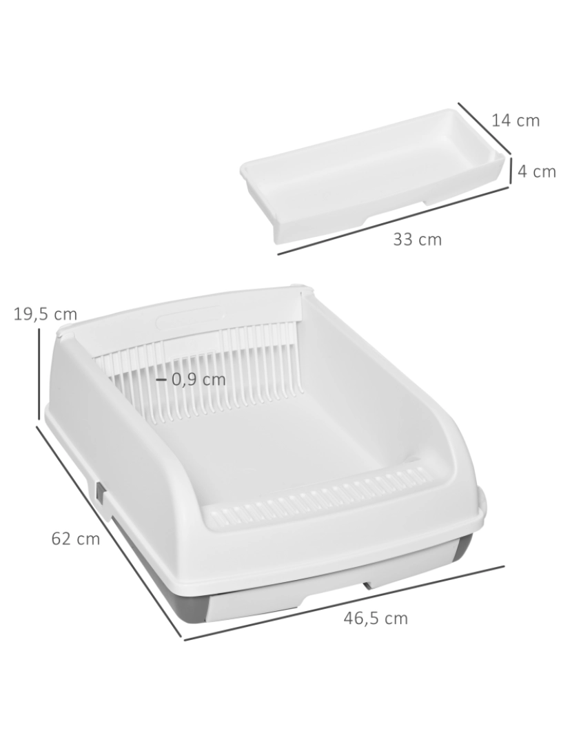 imagem de Caixa de Areia para Gatos 62x46.5x19.5cm cor branco D31-0213