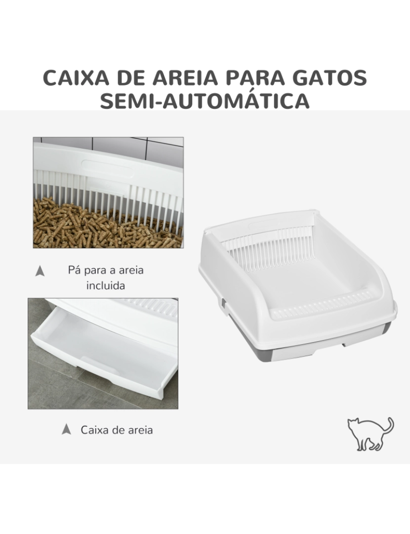 imagem de Caixa de Areia para Gatos 62x46.5x19.5cm cor branco D31-0215