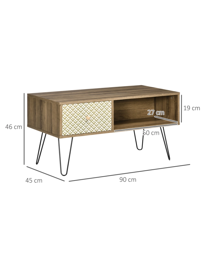 imagem de Mesa de Centro 90x45x46cm cor marrom 839-3773