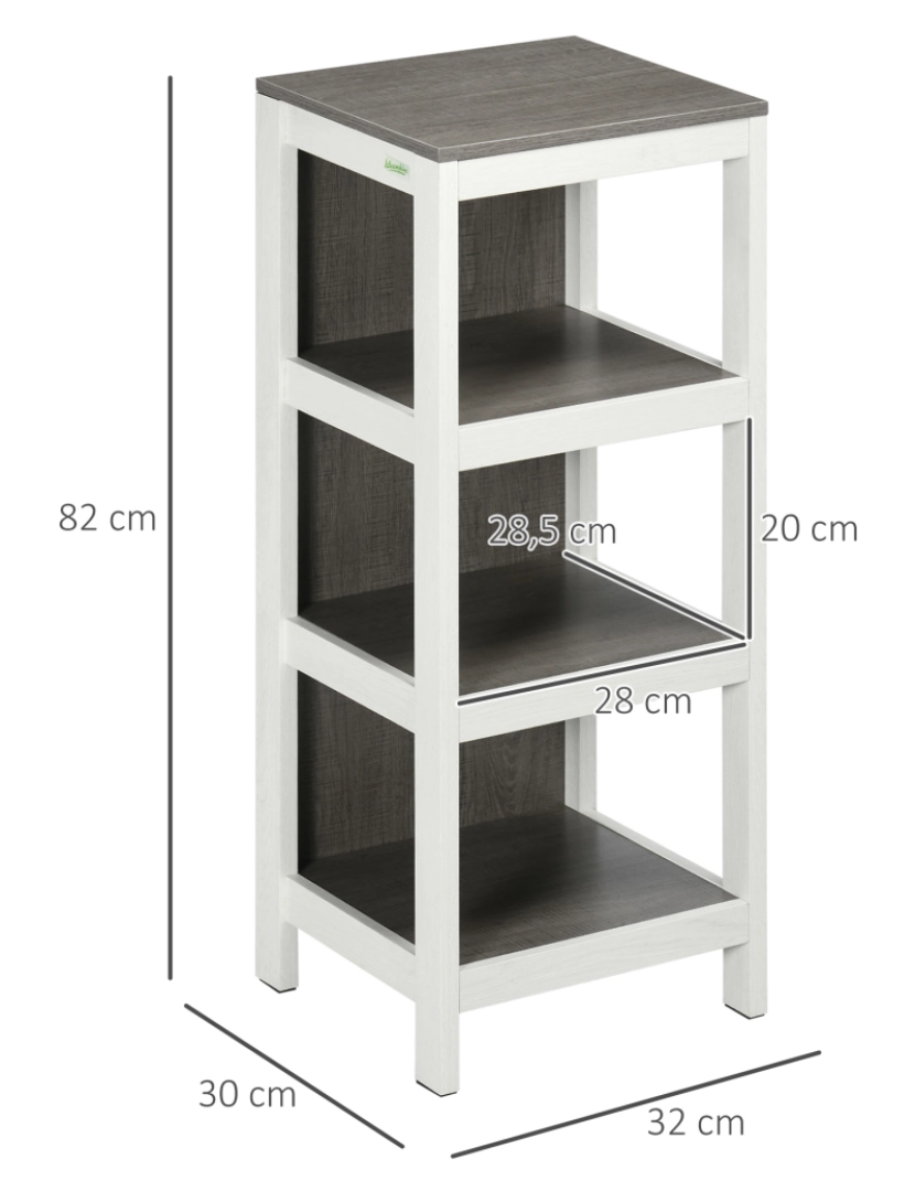 imagem de Estante Casa de Banho 32x30x82cm cor branco e cinza escuro 834-454GY3