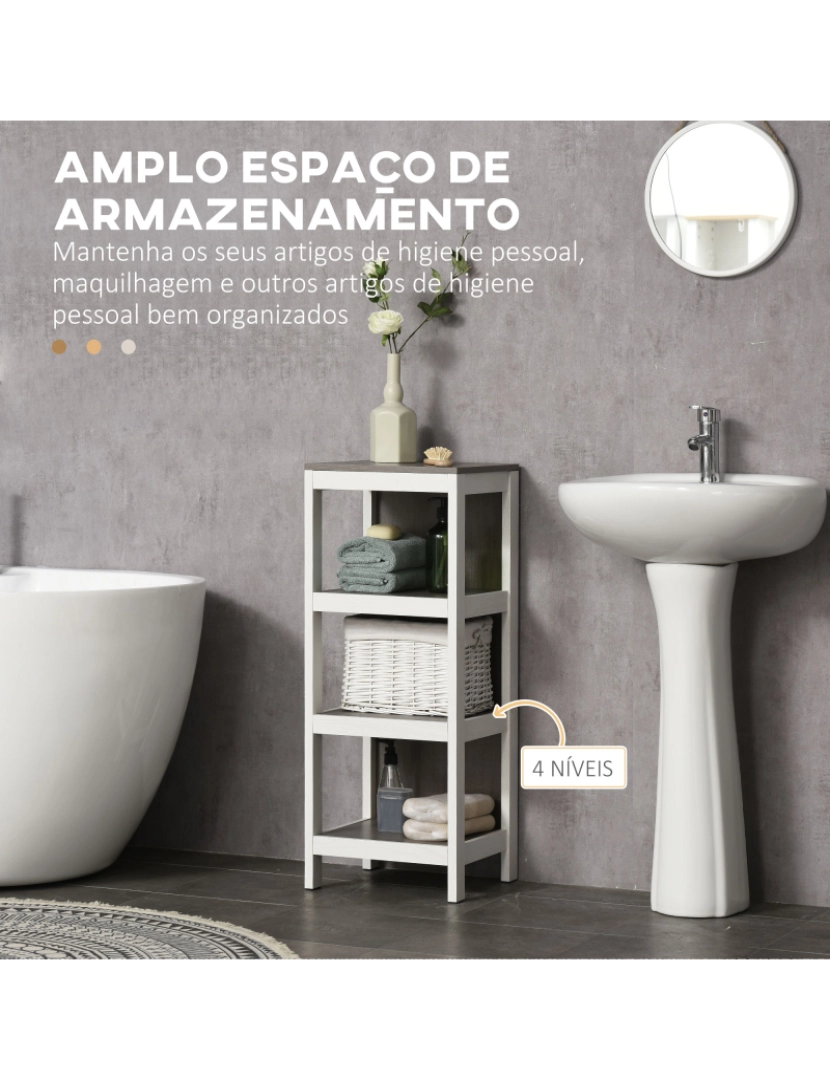 imagem de Estante Casa de Banho 32x30x82cm cor branco e cinza escuro 834-454GY4