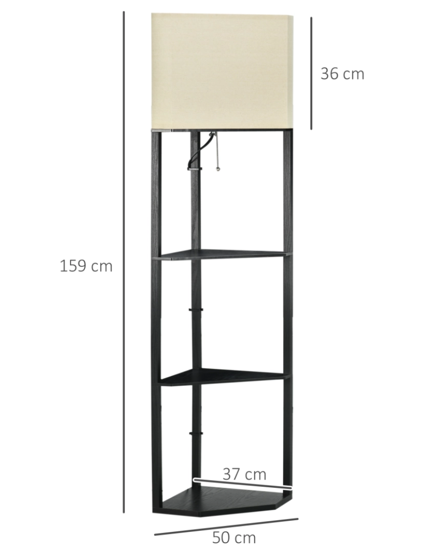 imagem de Candeeiro de Pé 50x37x159cm cor preto e bege B31-315V903