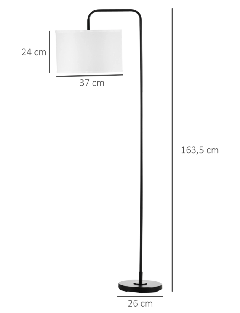 imagem de Candeeiro de Pé 64x38x163,5cm cor branco e preto B31-3293