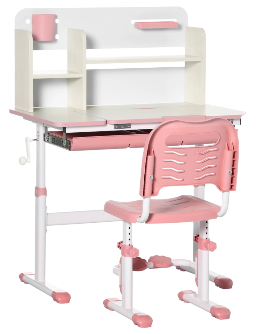 Homcom - Conjunto de Secretária e Cadeira Infantil 80x52x88x109cm cor rosa 312-087V00PK