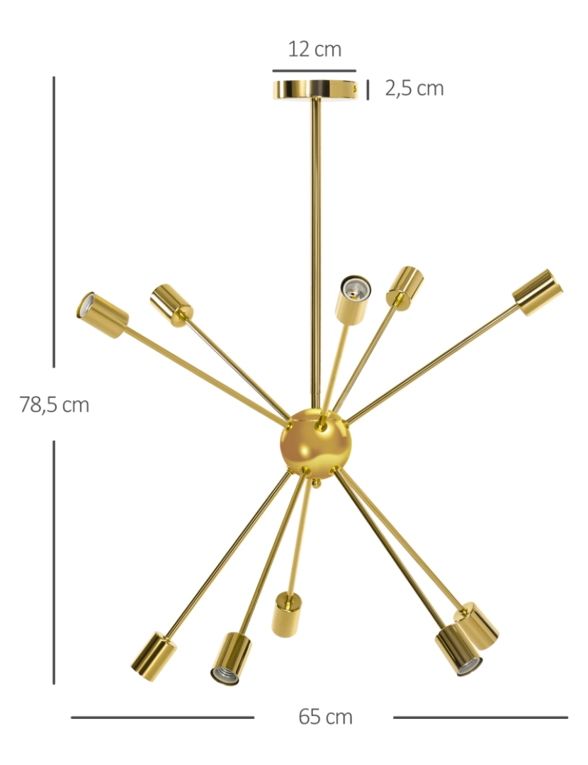 imagem de Candeeiro Suspenso 65x65x78,5cm cor ouro B31-431V00GD3