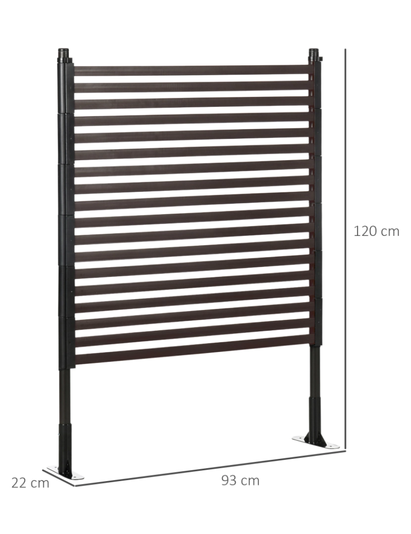 imagem de Outsunny Vedação de Jardim Vedação de Exterior de Aço com Revestimento em PE Cerca de Pé para Exterior Barreira para Animais 93x22x120cm Marrom3