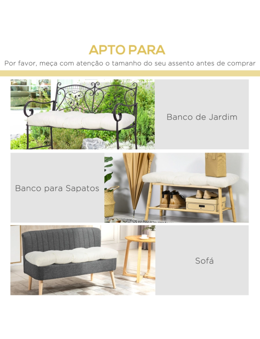 imagem de Almofada para Bancos 110x48x8cm cor creme branco 84G-013V01CW6