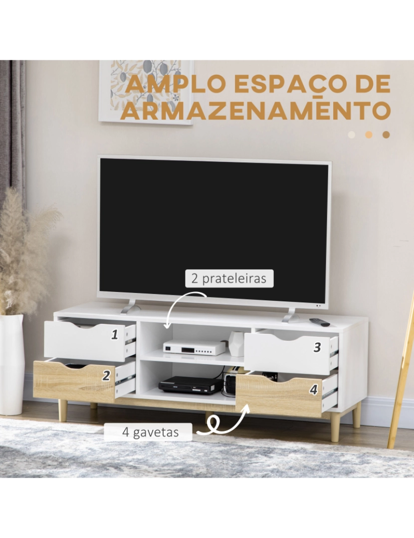 imagem de Móvel de TV 120x40x44,5cm cor branco e carvalho 839-2734