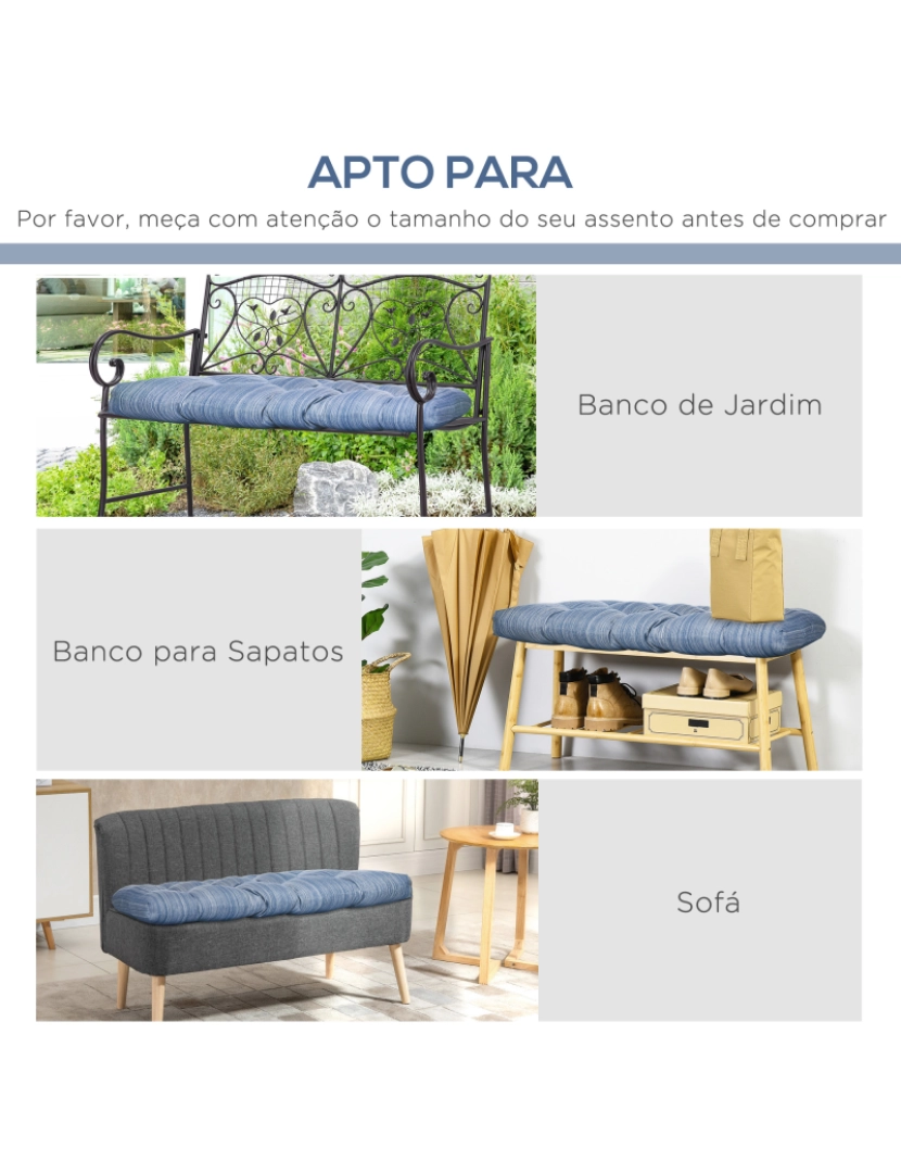 imagem de Almofada para Bancos 110x48x8cm cor azul 84G-013V01DB6