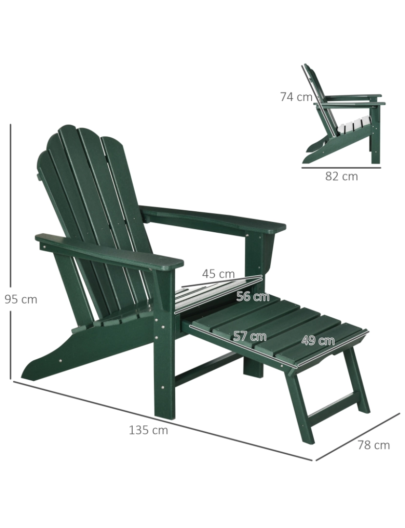 imagem de Cadeira Adirondack 78x135x95cm cor verde escuro 84G-023V00DG3