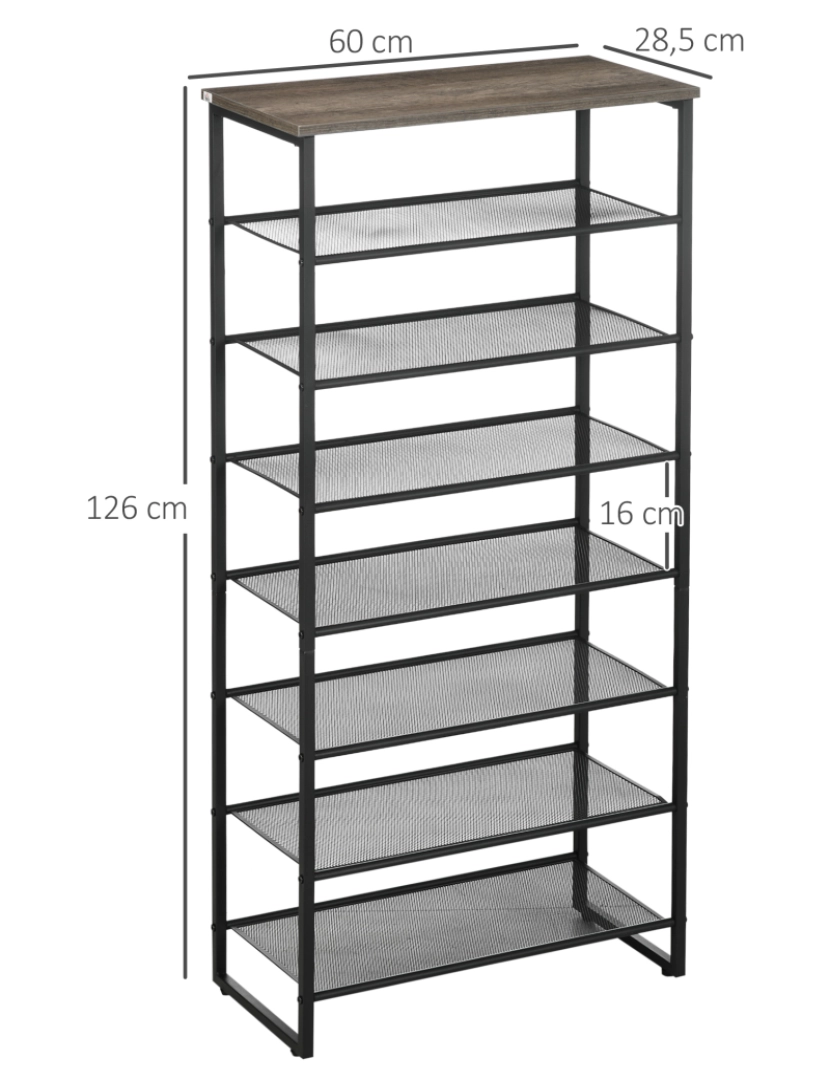 imagem de Sapateria 60x28,5x126cm cor cinzento 837-336V00BK3