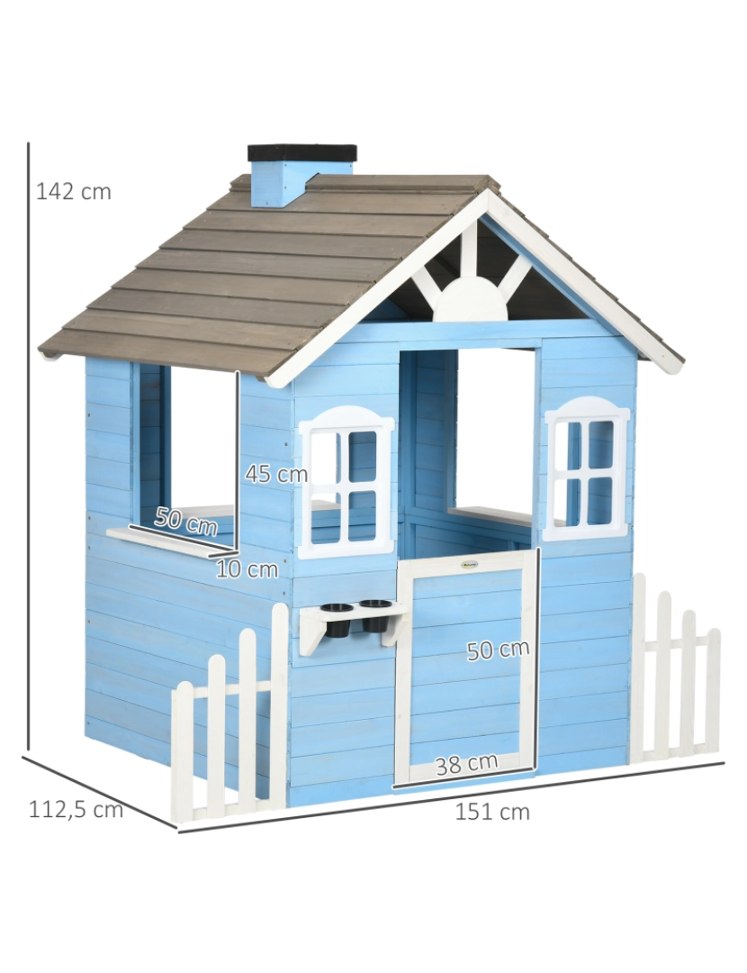 imagem de Casa de Madeira Crianças 151x112,5x142cm cor azul 345-025V00BU3