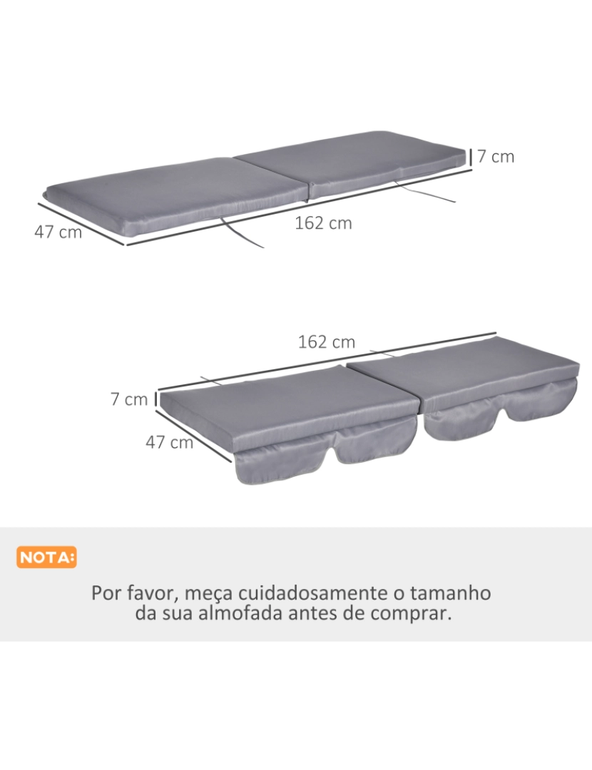 imagem de Almofadas para Baloiço 162x47x7cm cor cinza escuro/cinza de carvão 84G-163V00CG3