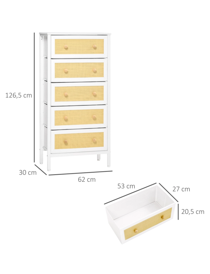 imagem de Cómoda 62x30x126,5cm cor branco 850-264V01WT3