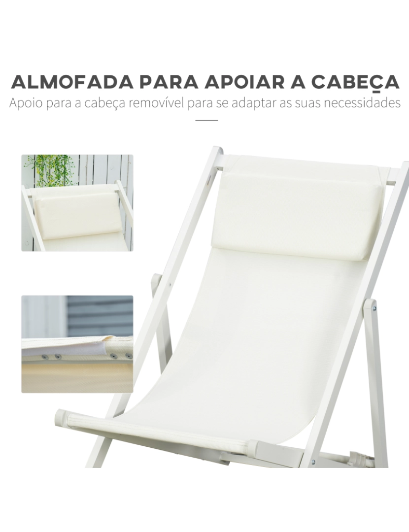 imagem de Espreguiçadeiras Dobráveis 58x96,5x91,5cm cor branco 84B-342V01WT7