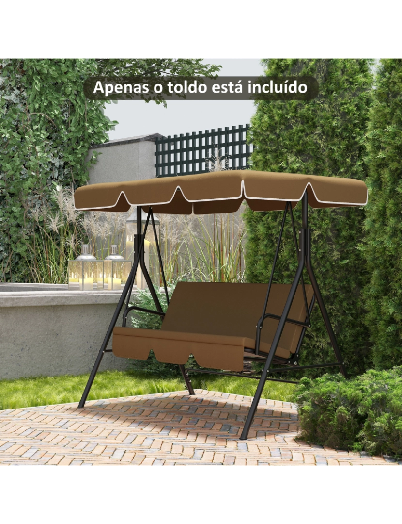 imagem de Toldo de Substituição para Baloiços 192x144cm cor marrom escuro 84A-287V00DR2